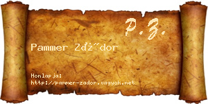 Pammer Zádor névjegykártya